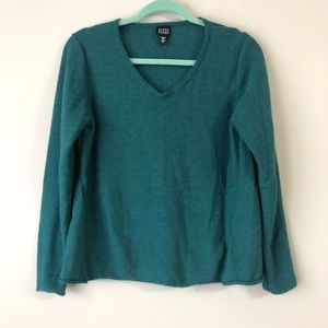 Eileen Fisher Turquoise Wool V-Neck Sweater Size S